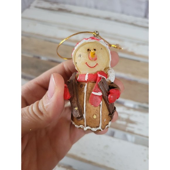 Snowman skier gingerbread ornament vintage Xmas holiday tree - Picture 5 of 7